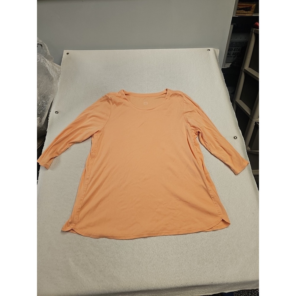 J. Jill Pima‎ 3/4 Sleeve Scoop Neck Tee Orange 100% Cotton XL
